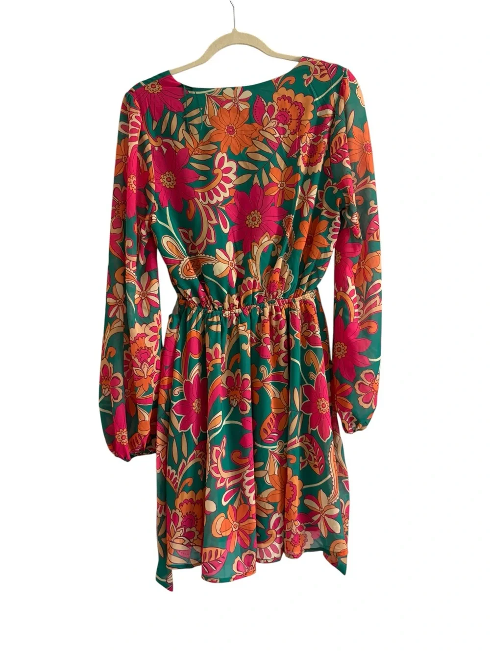Baltic Born Floral Mini Dress Long Sleeve Tie Waist Women’s Size L NWT - Picture 3 of 4